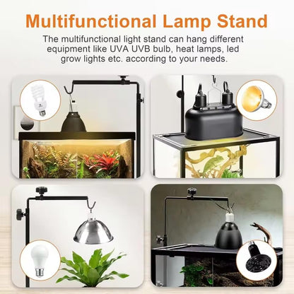 EatingBiting Amphibian Reptile Lampshade Lamp Holder Adjustable Extendable Metal Floor Lamp Holder Portable Animal Heating Lamp Holder for Lizards Turtles Tank Feeding Box 25-37inch