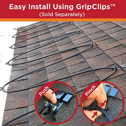 RADIANT SOLUTIONS HeatTapePro - Intelligent Commercial Grade Self-Regulating Heat Cable with GlowCap™ - 10 YR warranty - Ice Dam & Pipe Freeze Protection - 137 ft cable + 10 Ft Cord, 120V, 6 watts/Ft - style: Heat Tape Pro (137 FT)