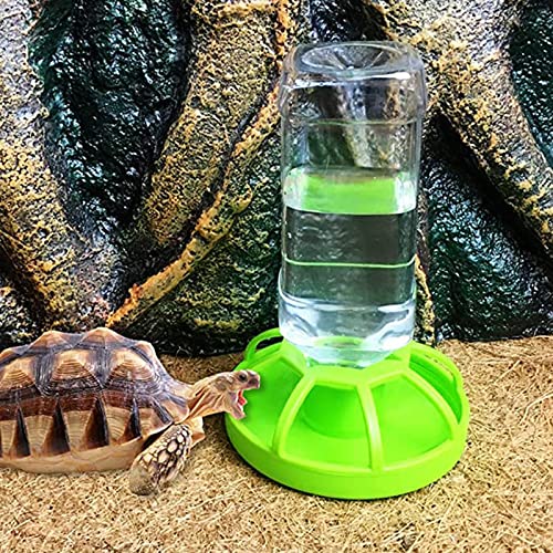 Reptile Water Bottle Turtle Food Dish and Water Bowl Automatic Feeders Waterer Tortoise Dispenser Bottle Feeding Dish for Lizard Chameleon