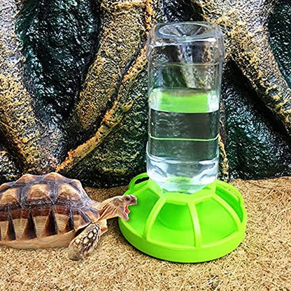 Reptile Water Bottle Turtle Food Dish and Water Bowl Automatic Feeders Waterer Tortoise Dispenser Bottle Feeding Dish for Lizard Chameleon