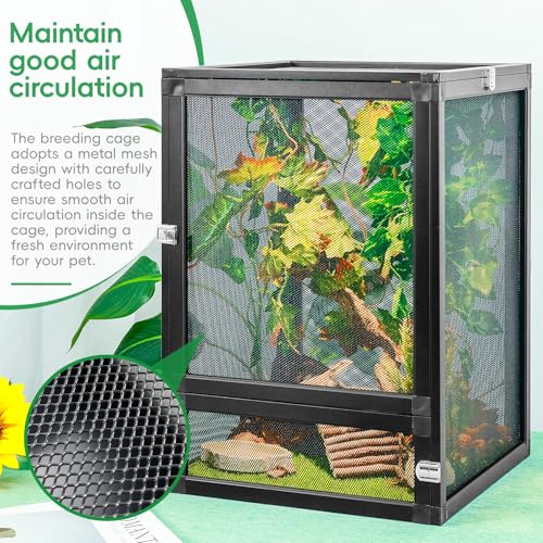 13 Gal Detachable and Foldable Reptile Butterfly Cage Terrarium, 360° Observation, Airflow, Interaction in Gecko Tank for Crested Geckos, Leopard Geckos, Chameleons, Bearded Dragons - size: 18x13x13 Inch