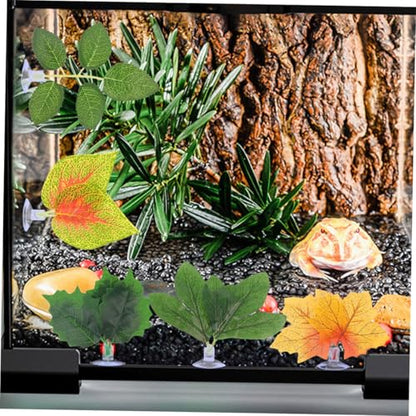BESPORTBLE 10pcs Reptile Tank Plants with Suction Cups, Lifelike Artificial Terrarium Plant Ornaments for Lizard, Chameleon, Snake Habitat Decoration, Aquarium Landscaping Accessories