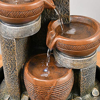 15.7" H 4-Tier Indoor Tabletop Waterfall Fountain with LED Lights Desktop Fountains Calming Sound for Home Office Decor (15.7ihch)