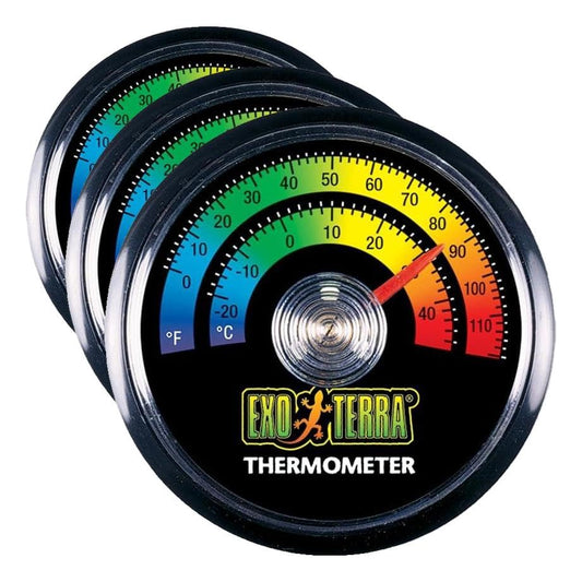 Exo Terra Thermometer for Reptile Terrarium – Provides Temperatures in Both Celsius and Fahrenheit (Pack of 3) - size: One Size (Pack of 3)