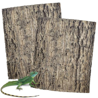 2PCS Cork Terrarium Background 15.7x11.8in Natural Cork Large Bark Backdrop Reptile Climbing Mat Habitat Decor for Spider Lizard Chamelon Turtle Beared Dragon
