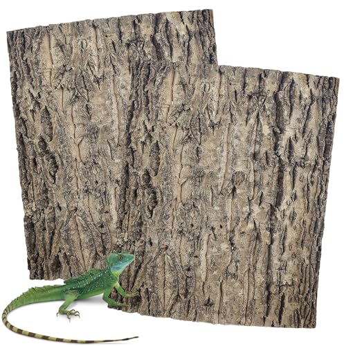 2PCS Cork Terrarium Background 15.7x11.8in Natural Cork Large Bark Backdrop Reptile Climbing Mat Habitat Decor for Spider Lizard Chamelon Turtle Beared Dragon