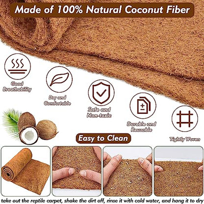 ZeeDix 3 Rolls Reptile Mat, 18 x 36 inches Natural Coconut Fiber Liner Mat Flooring Accessories for Reptile Tank - Bearded Dragon Tortoise Lizard Turtle Snake Leopard Gecko Substrate Bedding - size: 3 Pcs (18X36in)
