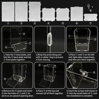 Jumping Spiders Enclosure Kit Acrylic Reptile Tarantula Enclosure Praying Mantis Habitat, Arboreal Tarantula Cribs Spider House,Critter Keeper,Snail Cage,Butterfly Cage,Frog Terrarium(7"x7"x11.8") - size: L(7"x7"x11.8")