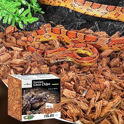 REPTI ZOO 72 Quart Reptiles Coconut Chip Substrate, Coco Husk Reptiles Bedding for Ball Python, Snakes, Geckos, Lizards, Tortoises, Frogs | Terrarium Tanks Substrate - style: Coconut Chip Substrate