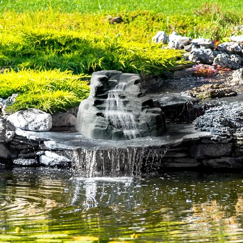 Algreen Outdoor Rock Waterfall, Tranquility Water Fountain for Pond, Garden & Backyard, Gray - Home Landscaping Decor and Accessories for Patio, Yard, and Pool