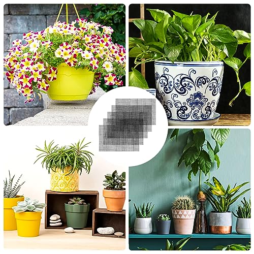 Mozeat Lens 5pcs Black Rectangular 11.8*7.8 inches Mesh Flower Pot Hole Mesh Pad for Indoor & Outdoor Plants - color: 5pcs Rectangular