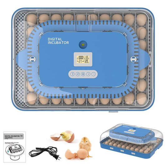 70 Egg Incubator for Hatching Eggs withAuto Turn, Temp & Humidity Control, Built-in CandleLarge Capacity Egg Incubator for Chicken Duck Goose Eggs - color: 70-EGGS