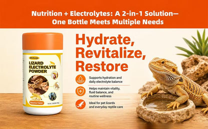 Lizard Electrolyte Powder – 2.82 oz (80 g) – Relieves Dehydration in Bearded Dragons and Geckos – Can be Administered orally or Added to Water (Banana Flavor)