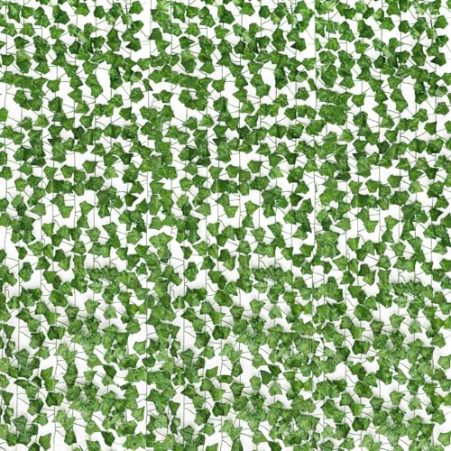 CEWOR 72 Pack 474ft Fake Vines with Leaves for Bedroom Artificial Ivy Garland Fake Ivy Leaves Artificial Greenery Garlands Hanging Vines for Room Decor Wedding Wall Indoor Outdoor Decoration - size: 72pcs of vines