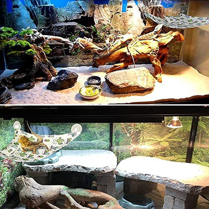 Bearded Dragon Hammock Swing Hanging Reptile Bed Lounger with Pillow Hooks & Suction for Lizards, Gecko, Lguana Reptiles(Beige)… - color: Beige