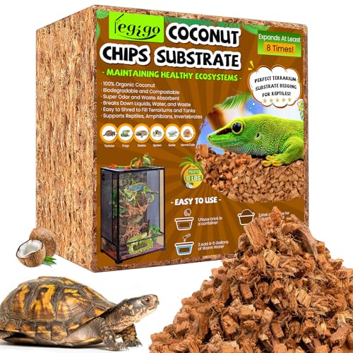 Legigo 10LBS Coconut Chip Substrate for Reptiles, 72QT Natural Coco Husk Chip Reptiles Bedding, Compressed Coconut Chip Substrate for Snake, Tortoise, Ball Python, Gecko, Lizard Terrarium Tanks - color: 1 Pack-10LBS