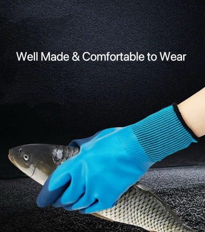 Women Men Waterproof Fishing Gloves,Anti-Slip Catch Fish Gloves,Puncture Proof Fishing Gloves for Handling,Catching,Cleaning - color: Blue