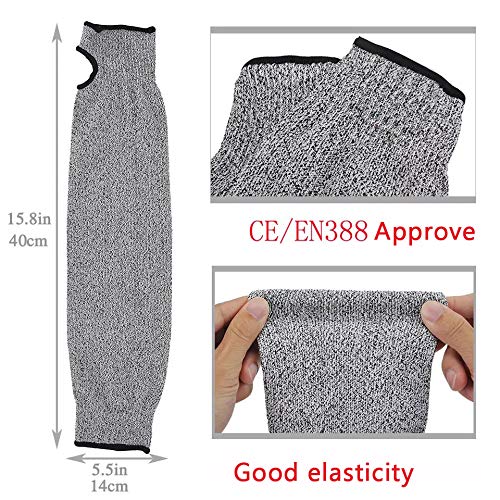 5 Pairs Protective Arm Sleeves, Level 5 Protection Cut Resistant Sleeve with Thumb Hole (Black) - color: 5 Pairs Cut Sleeves