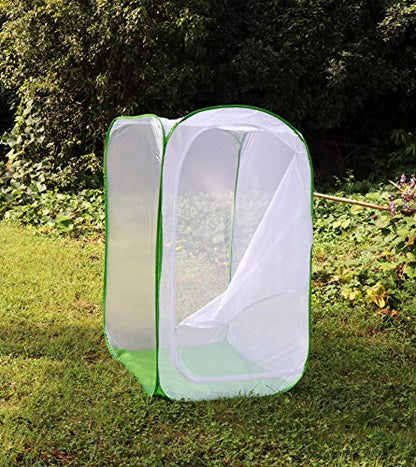5 Feet Extra Large Monarch Butterfly Habitat, Giant Collapsible Insect Mesh Cage Terrarium Pop-up (White + Green, 35 x 35 x 59 Inches) - size: 35 x 35 x 59 Inches
