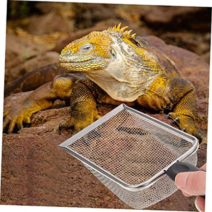 GALPADA 1Pc Stainless Steel Reptile Sand Shovel High Density Mesh Cleaning Scoop for Tortoise Lizard Snake and Durable Odor Efficient Waste Removal Tool