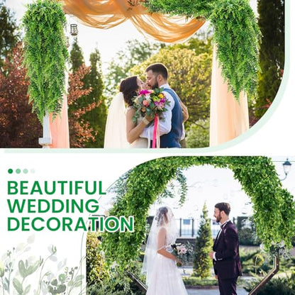XunYee 28 Pcs Artificial Hanging Plants 32 Inch Plastic Fern Vine Fake Greenery Plant Faux Eucalyptus Vine for Wall Room Wedding Indoor Outdoor Decor, No Baskets(Boston Fern,Greenery, Eucalyptus) - style: Boston Fern,Greenery, Eucalyptus