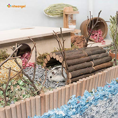 Niteangel Wooden Ladder Bridge, Hamster Mouse Rat Rodents Toy, Small Animal Chew Toy - size: 8.4'' x 3.9'' (2 Packs)