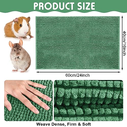 Amylove 4 Pcs Guinea Pig Cage Liner 16 x 24 Inch Washable Chenille Pee Pads Pet Dog Cat Bedding Training Mat Reusable for Small Animals Puppy Bunny Hamster Chinchilla - color: Dark Green, size: 16 x 24 Inch, style: Low Pile Chenille