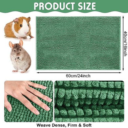 Amylove 4 Pcs Guinea Pig Cage Liner 16 x 24 Inch Washable Chenille Pee Pads Pet Dog Cat Bedding Training Mat Reusable for Small Animals Puppy Bunny Hamster Chinchilla - color: Dark Green, size: 16 x 24 Inch, style: Low Pile Chenille
