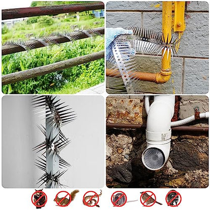 Bird Spikes - Stainless Steel Fence Spikes for Pigeons, Raccoons, Snakes - Deterrent Defender (60inch) - style: 60inch
