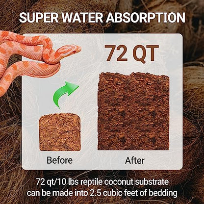 REPTI ZOO 72 Quart Reptiles Coconut Chip Substrate, Coco Husk Reptiles Bedding for Ball Python, Snakes, Geckos, Lizards, Tortoises, Frogs | Terrarium Tanks Substrate - style: Coconut Chip Substrate