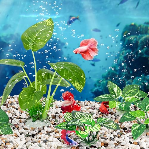 MyLifeUNIT Betta Fish Tank Decor, 10 Pack Silk Aquarium Plants for Aquarium Decoration and Fish Tank Decoration