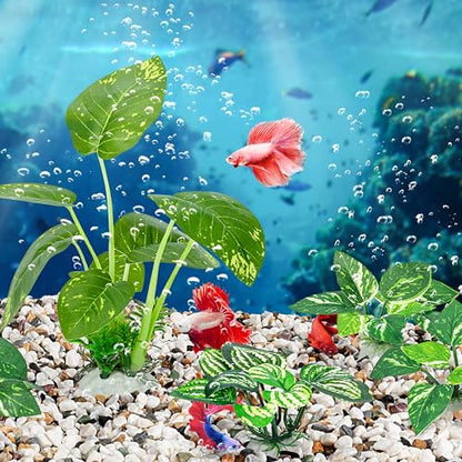 MyLifeUNIT Betta Fish Tank Decor, 10 Pack Silk Aquarium Plants for Aquarium Decoration and Fish Tank Decoration
