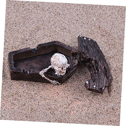 Didiseaon 2pcs Creative Resin Coffin Decor for Aquarium Skull Tank Ornament Fish Tank Landscaping Decoration Safe for