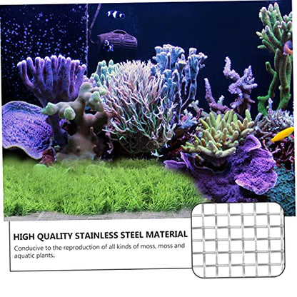 POPETPOP 10Pcs Stainless Steel Aquatic Moss Mesh Net for Fish Tank Planting Waterproof Plant Moss Carpet Net for Aquarium Decoration