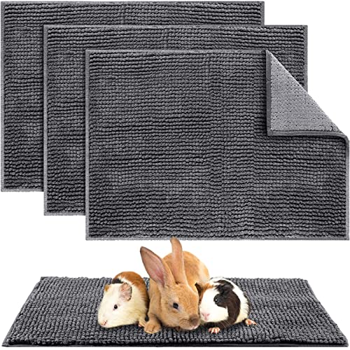 Amylove 4 Pcs Guinea Pig Cage Liner 16 x 24 Inch Washable Chenille Pee Pads Pet Dog Cat Bedding Training Mat Reusable for Small Animals Puppy Bunny Hamster Chinchilla - color: Dark Gray, size: 16 x 24 Inch, style: Low Pile Chenille