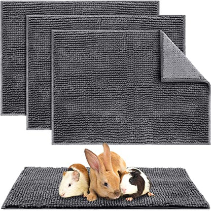 Amylove 4 Pcs Guinea Pig Cage Liner 16 x 24 Inch Washable Chenille Pee Pads Pet Dog Cat Bedding Training Mat Reusable for Small Animals Puppy Bunny Hamster Chinchilla - color: Dark Gray, size: 16 x 24 Inch, style: Low Pile Chenille