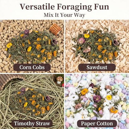 RAINFLOW Dandelion Delicacy for Small Pets – 6oz Natural Dried Dandelion & Herb Blend for Rabbits, Guinea Pigs, Hamsters & Chinchillas, High Fiber Forage Snack for Feeding and Enrichment