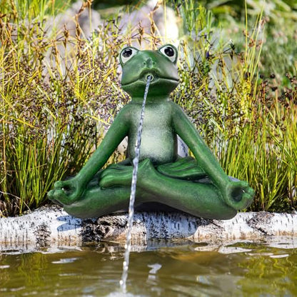 NFESOLAR Zen Meditation Frog Spitter Fountain for Water Feature | Frog Fountain with Clear Tubing, Never Rust or Crack for Ponds, Water Gardens N9711 - size: Zen Meditation Frog