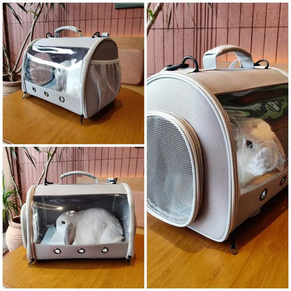 Bearded Dragon Travel Carrier Backpack,Lizard Backpack Carrier,Space Capsule Clear Bubble Window Astronaut Reptile Carrier Backpack for Guinea Pig,Sugar Glider,Bunny (Grey, TPU Carrier+MAT) - color: Grey