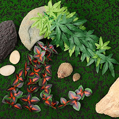 POPETPOP Reptile Plants - 4Pcs Fake Plants for Reptiles Hanging Terrarium Plant with Suction Cup Plastic Terrarium Leaves for Bearded Dragons Lizards Geckos Snake
