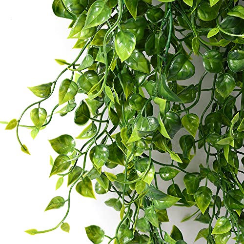 CLONG 2pcs Artificial Hanging Plants 32-in Fake Hanging Plant Fake Ivy Vine Outdoor UV Resistant Plastic Plants (Ivy) - color: Ivy
