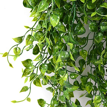 CLONG 2pcs Artificial Hanging Plants 32-in Fake Hanging Plant Fake Ivy Vine Outdoor UV Resistant Plastic Plants (Ivy) - color: Ivy