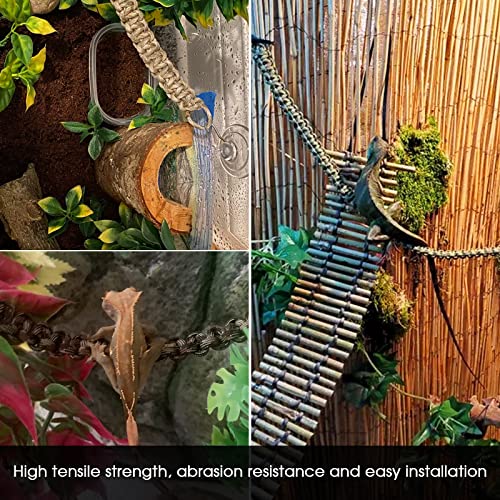 2 Pcs Reptile Vines for Climbing Bendable Jungle Vines Made of Handmade Umbrella Cord Weaving Rope Decor with 3 Suction Cup Accessories for Chameleon Crab Lizards Snakes Gecko Frog Hermit Crab