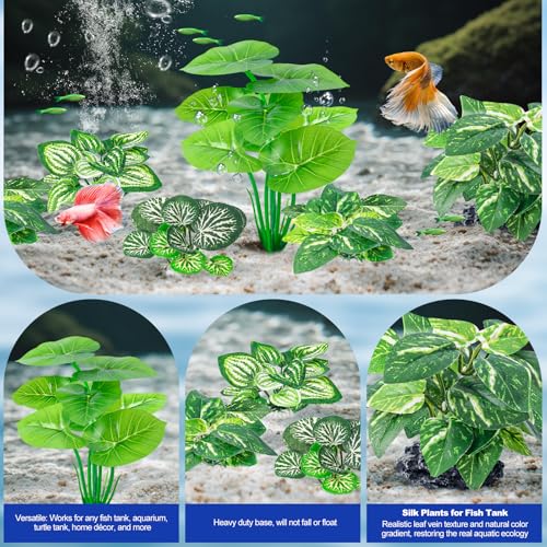 CousDUoBe 12 Pcs Betta Fish Tank Decor，Silk Aquarium Plants Green Fish Tanks Decoration Plants, Aquarium Decorations Green Plants - size: 12 Pcs Silk Aquarium Plants（Style A）