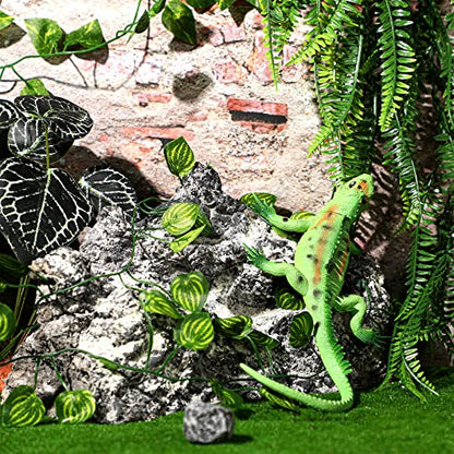 6 Pcs Reptile Plants for Terrarium Decor Reptile Tank Accessories Fake Hanging Plant Vines Artificial Leaves Plants Tank Habitat Decor for Bearded Dragon Lizard Snake Geckos Chameleon