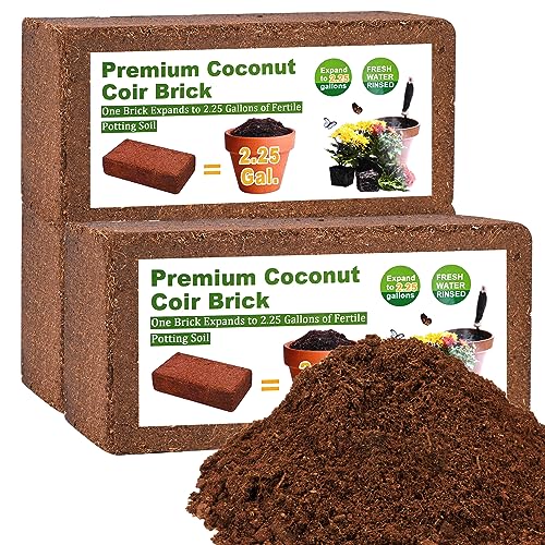Organic Coco Coir 3 Pcs Compressed Coconut Coir Bricks Coconut Fiber Husk Substrate Mulch Coconut Bark Core Growing Medium Peat Moss Soil High Nutrition for Plants Gardening Seed Starting Soil Mix - color: Pack of 3