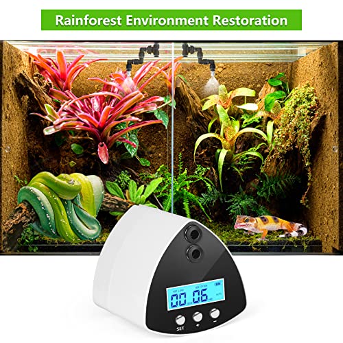 Reptile Misting System | Automatic Humidifier with 2 Nozzles, LCD Screen & Timer for Terrariums
