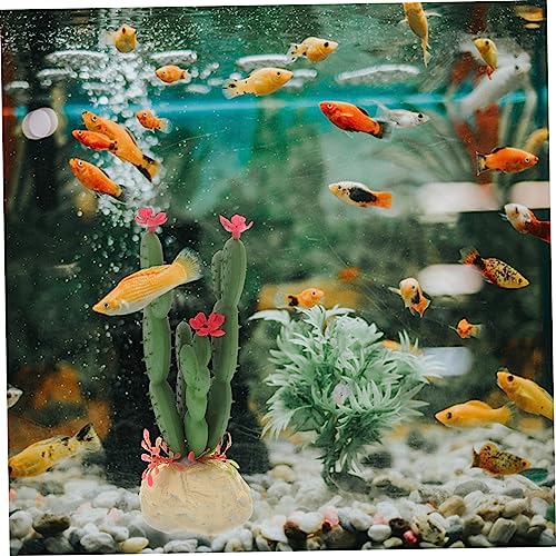 GANAZONO Artificial Cactus Plant for Fish Tank Realistic Plastic Decor Non-Fading Aquarium Ornament for Aquatic Landscapes and Reptile Terrariums