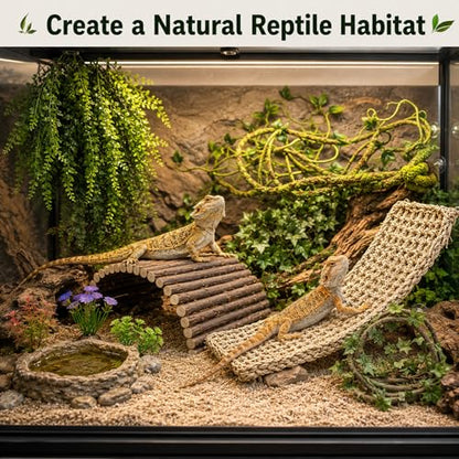RUNANIA Bearded Dragon Tank Accessories, 10 PCS Reptile Hammock Plants Bridge Jungle Climber Vines for Snakes Bearded Dragon Chameleon Gecko Lizard - color: 10 Pcs