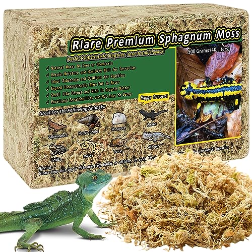Riare 25QT Natural Sphagnum Moss for Reptiles 1.1LB Terrarium Reptiles Moss | Dried Terrarium Moss Bedding for Snakes Turtles Frogs Geckos Ball Pythons Lepard Gecko Lizards Bearded Dragon & Humid Hides - color: 1.1 LB